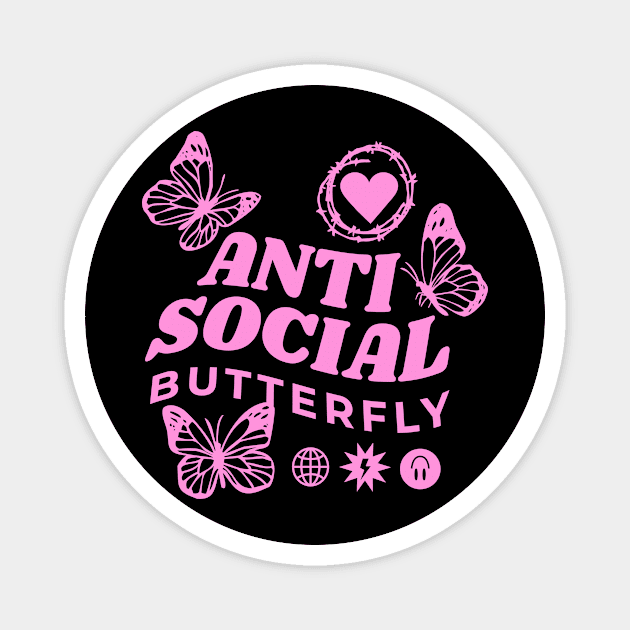 Anti Social Butterfly Magnet by Oolong